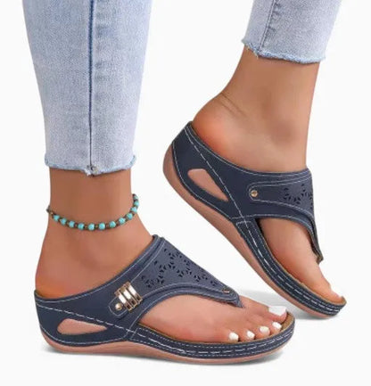SOLENA™ - Sandalias compensées cómodos en cuero pour mujers – Élégance et bien-être garantis