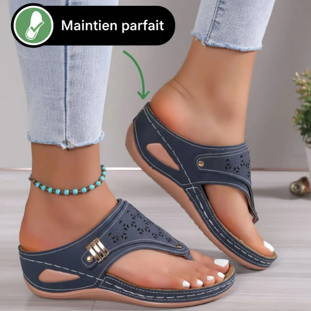 SOLENA™ - Sandalias compensées cómodos en cuero pour mujers – Élégance et bien-être garantis