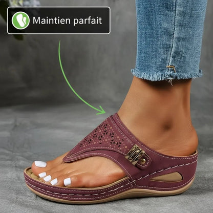 SOLENA™ - Sandalias compensées cómodos en cuero pour mujers – Élégance et bien-être garantis