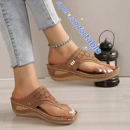 SOLENA™ - Sandalias compensées cómodos en cuero pour mujers – Élégance et bien-être garantis
