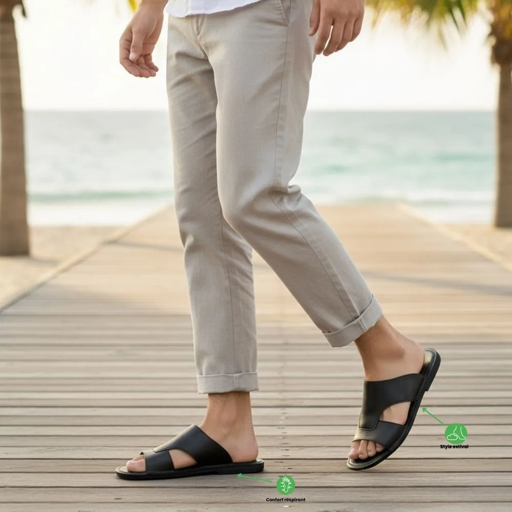 VITARELLO™ - Sandalias comodidad hombre cuero – Descubre le Luxe et le Bien-Être